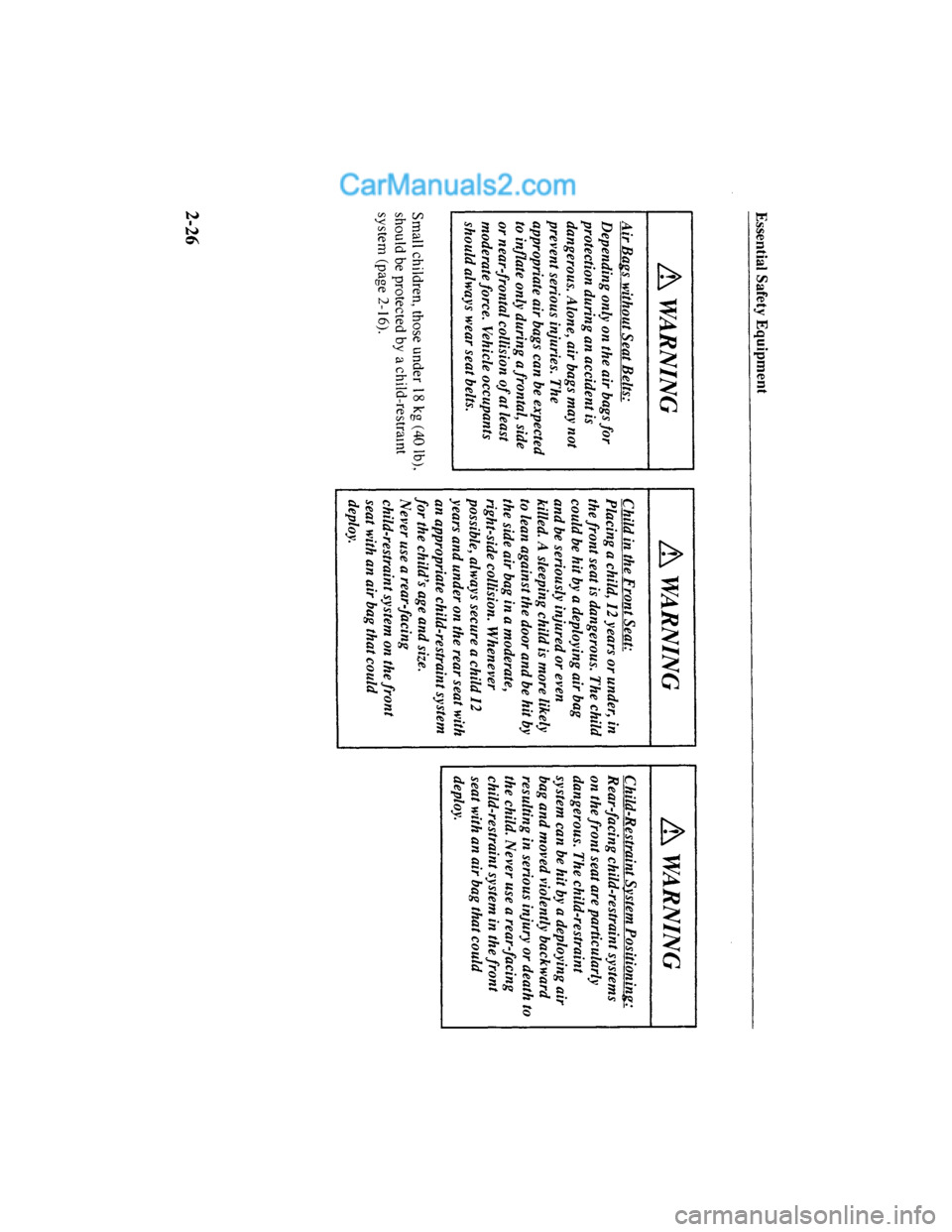 MAZDA MODEL MILLENIA 2001  Owners Manual (in English) 