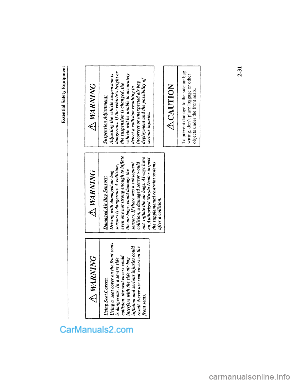 MAZDA MODEL MILLENIA 2001  Owners Manual (in English) 