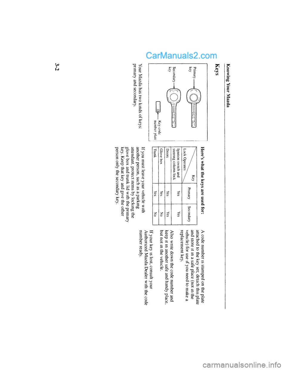 MAZDA MODEL MILLENIA 2001  Owners Manual (in English) 