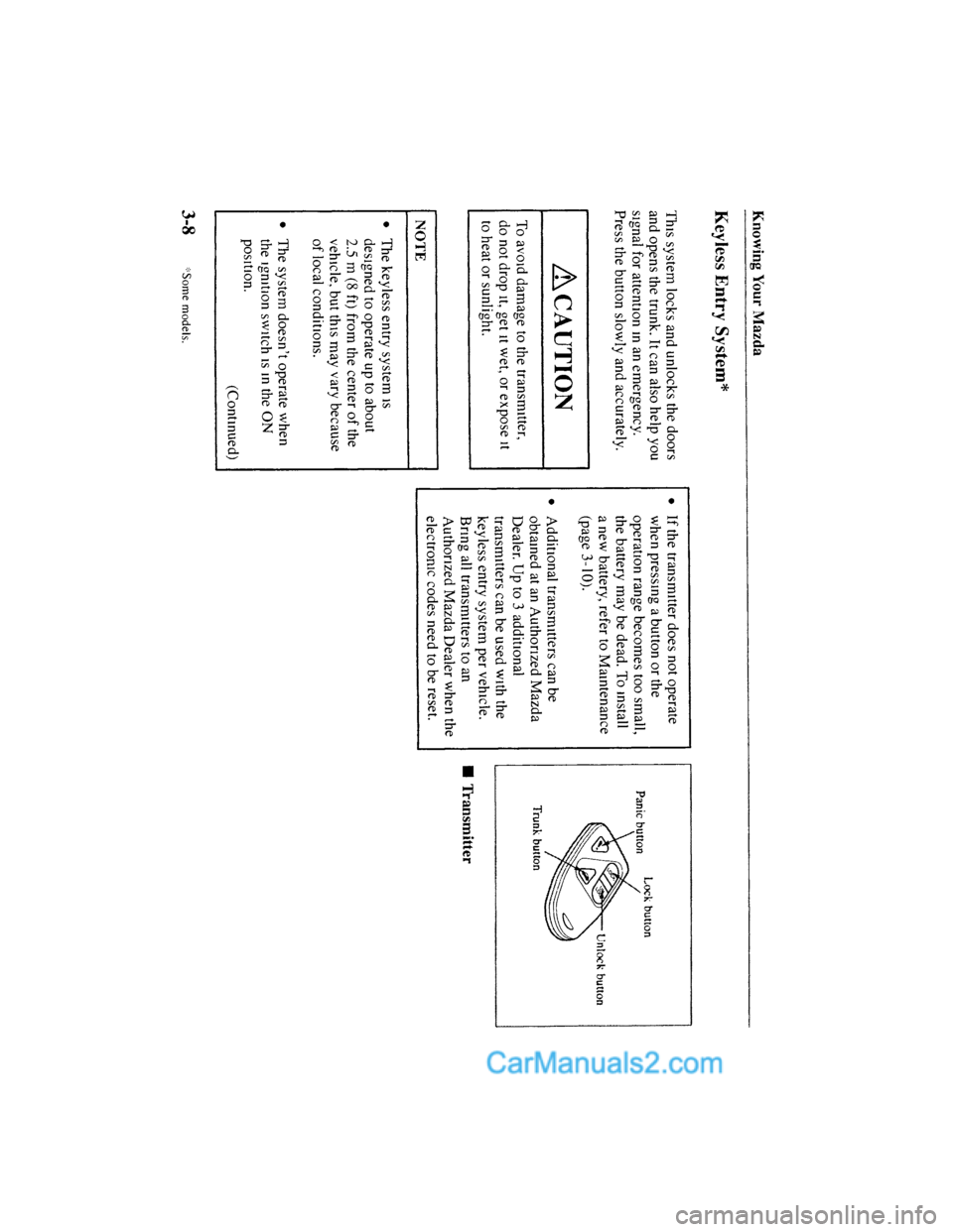 MAZDA MODEL MILLENIA 2001  Owners Manual (in English) 
