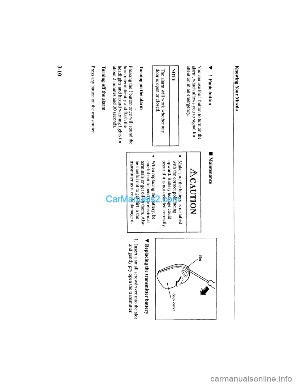 MAZDA MODEL MILLENIA 2001  Owners Manual (in English) 