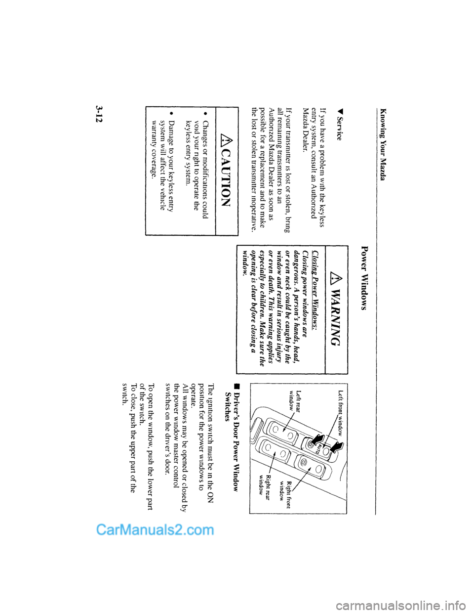 MAZDA MODEL MILLENIA 2001  Owners Manual (in English) 