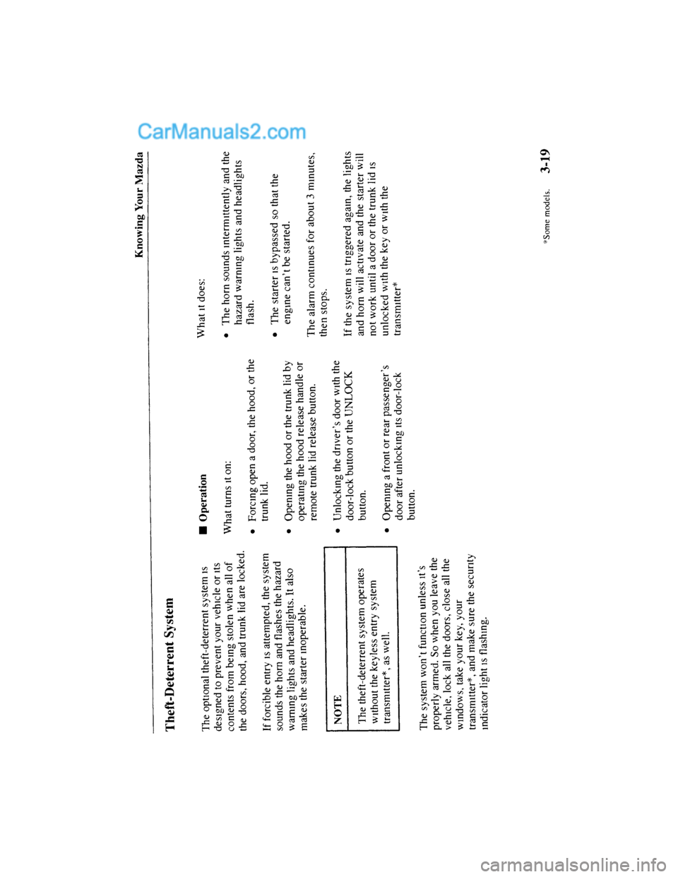 MAZDA MODEL MILLENIA 2001  Owners Manual (in English) 