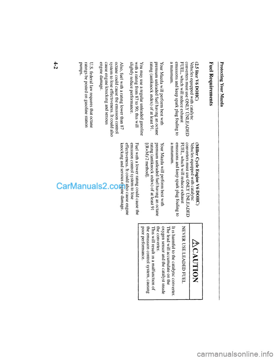MAZDA MODEL MILLENIA 2001  Owners Manual (in English) 