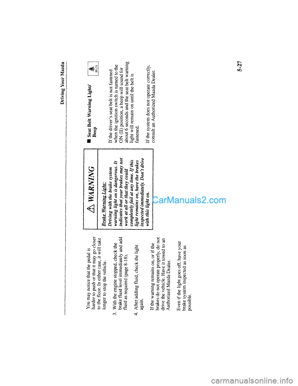 MAZDA MODEL MILLENIA 2000  Owners Manual (in English) 