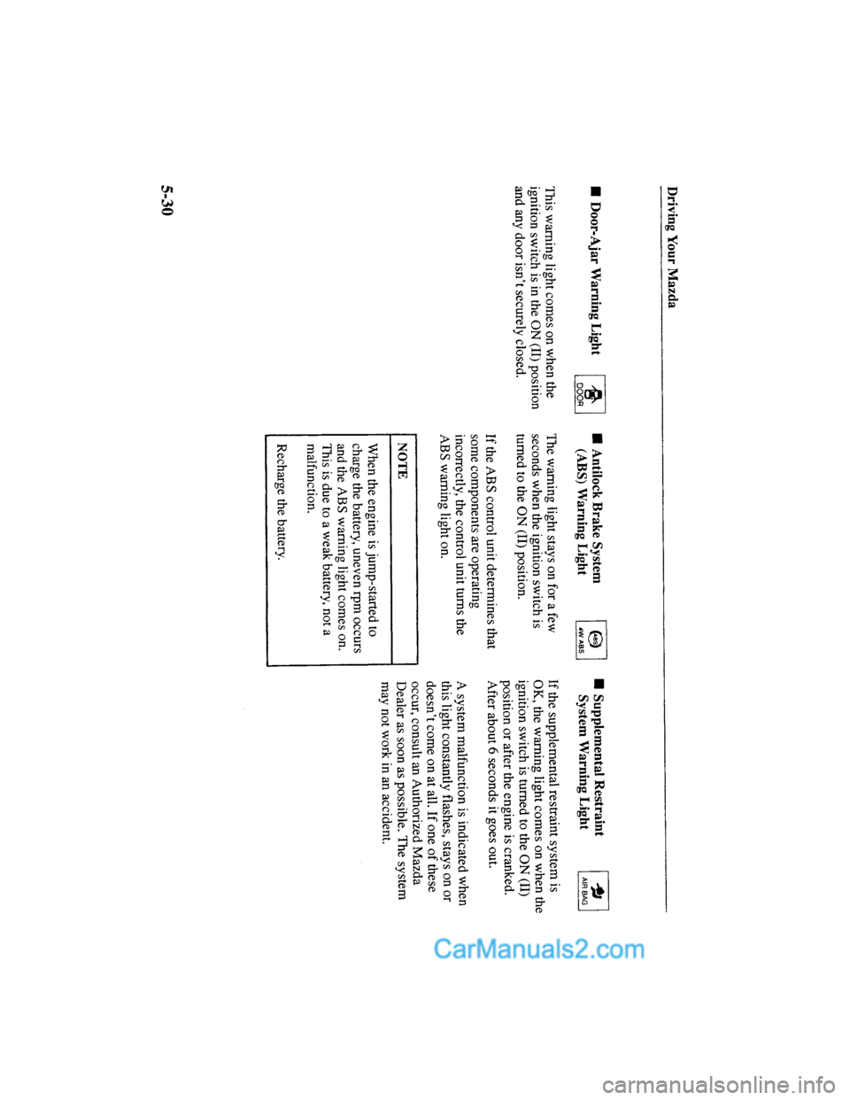 MAZDA MODEL MILLENIA 2000  Owners Manual (in English) 