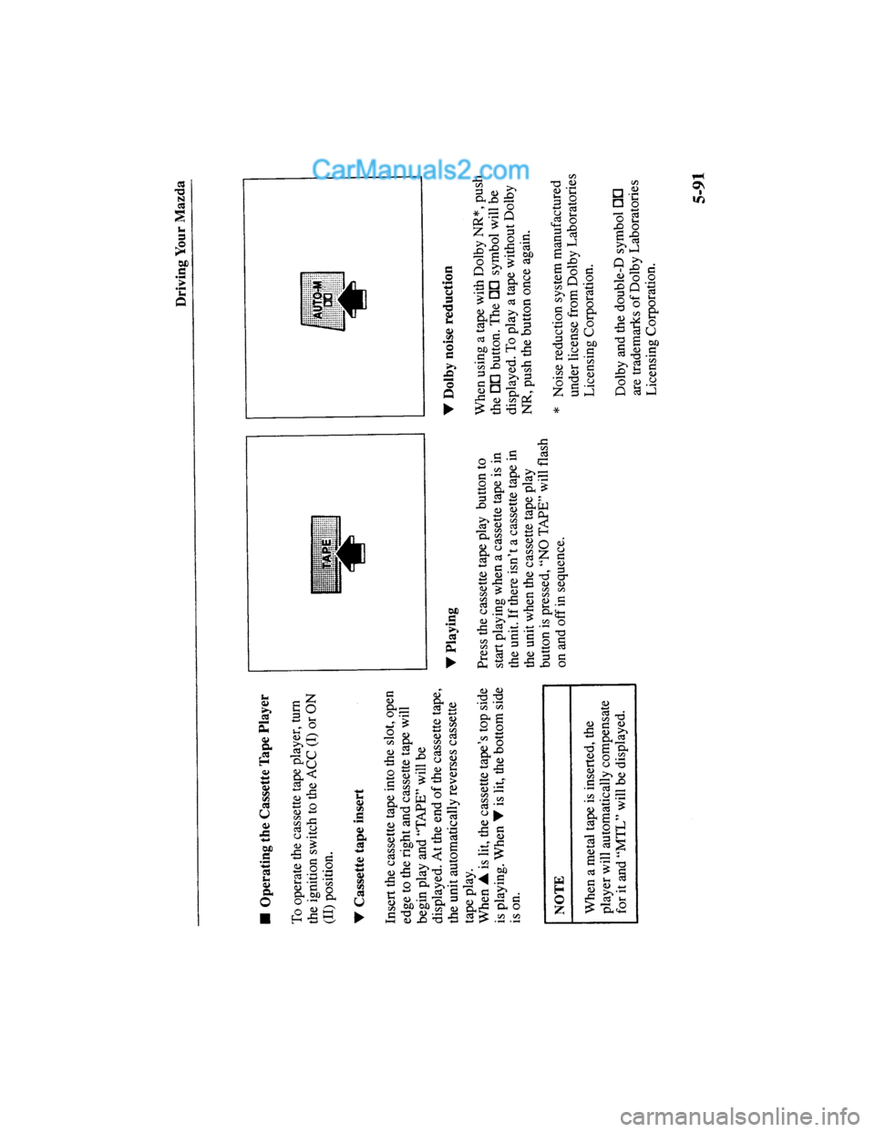 MAZDA MODEL MILLENIA 2000  Owners Manual (in English) 
