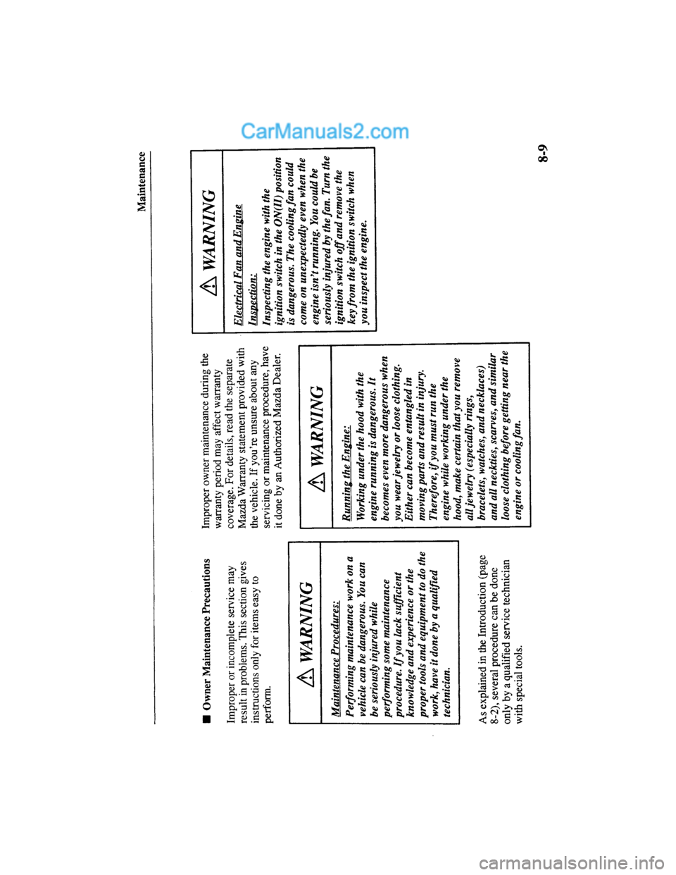 MAZDA MODEL MILLENIA 2000  Owners Manual (in English) 