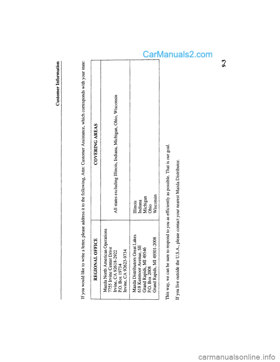 MAZDA MODEL MILLENIA 2000  Owners Manual (in English) 