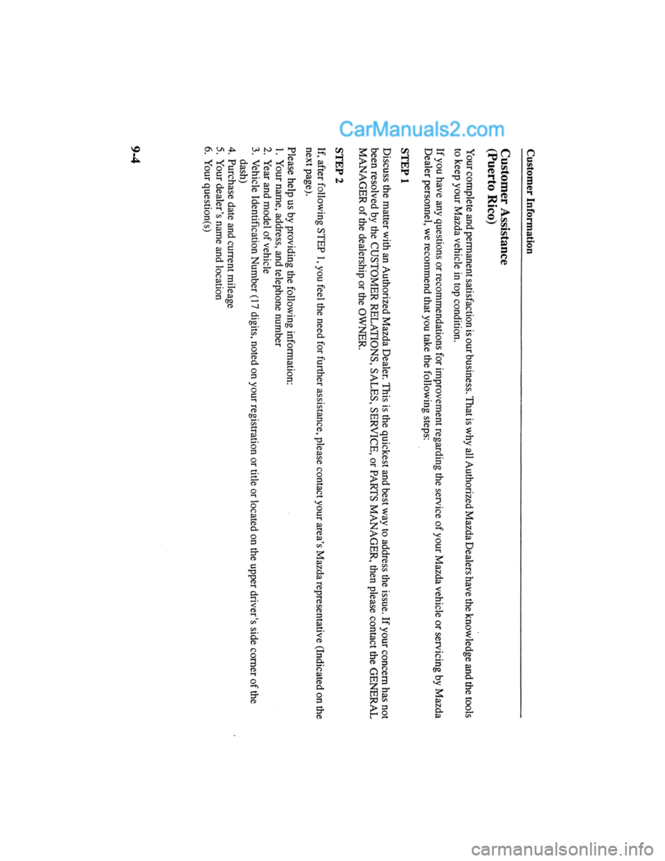 MAZDA MODEL MILLENIA 2000  Owners Manual (in English) 