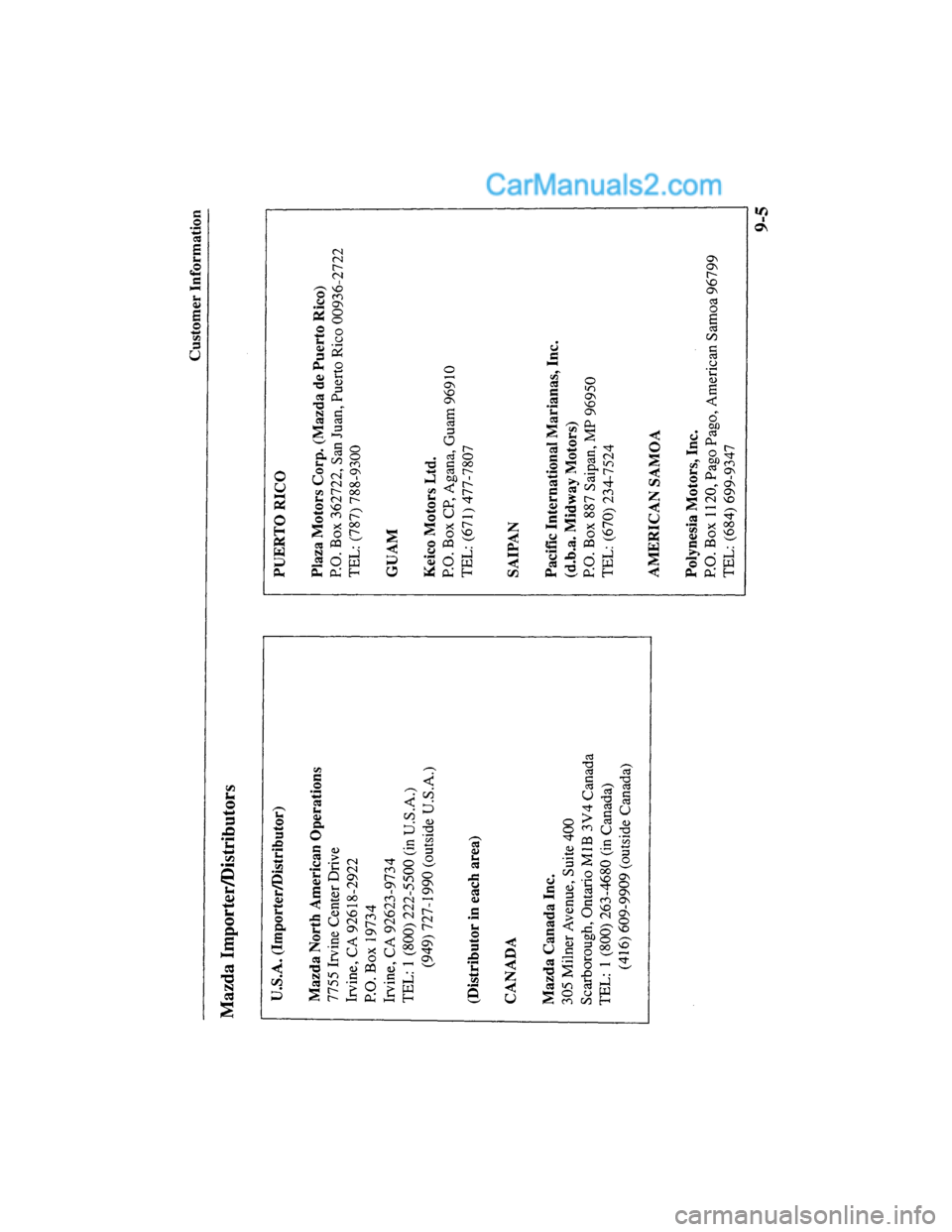 MAZDA MODEL MILLENIA 2000  Owners Manual (in English) 
