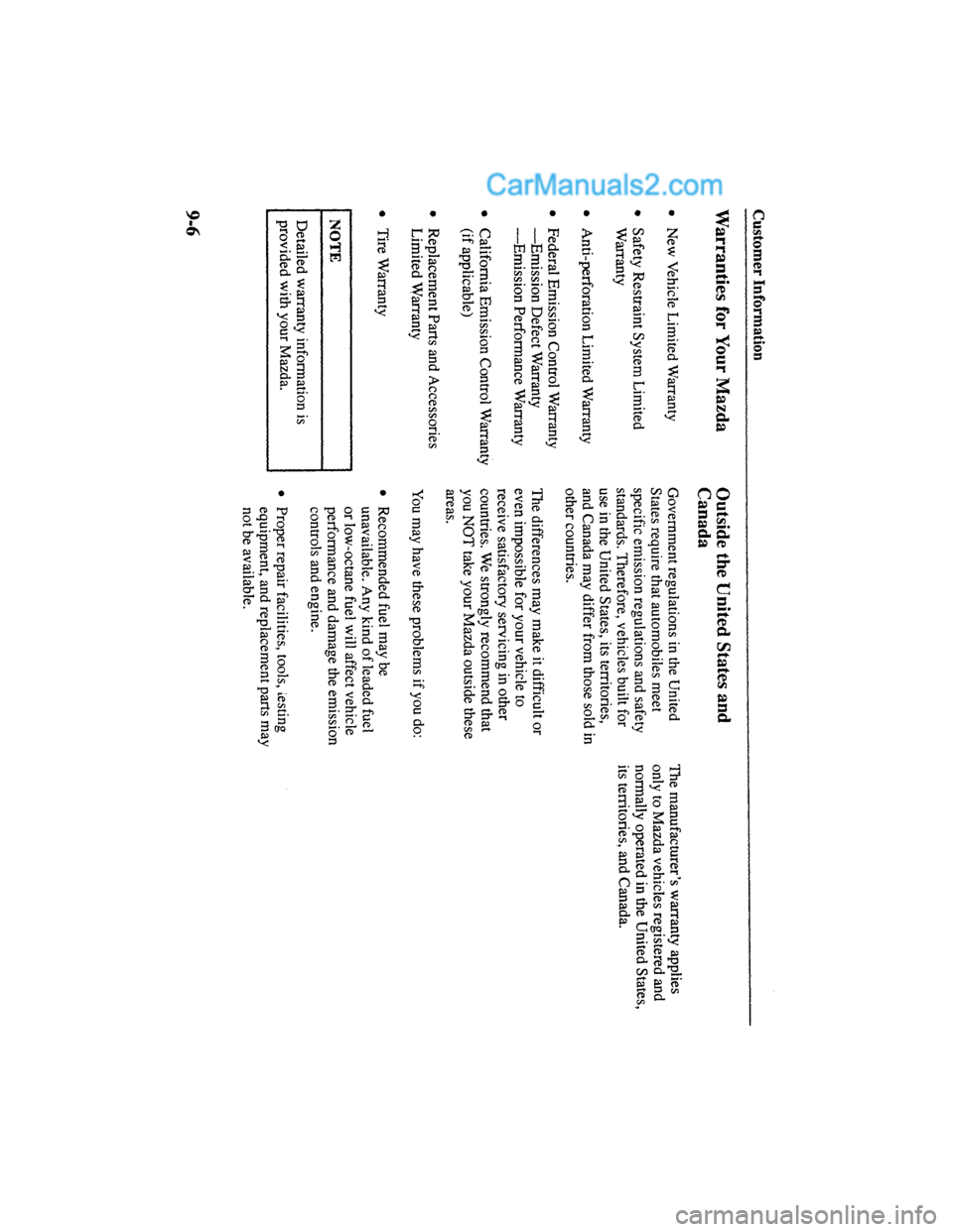 MAZDA MODEL MILLENIA 2000  Owners Manual (in English) 