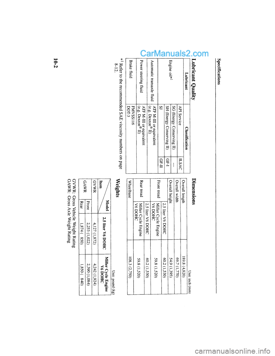 MAZDA MODEL MILLENIA 2000  Owners Manual (in English) 