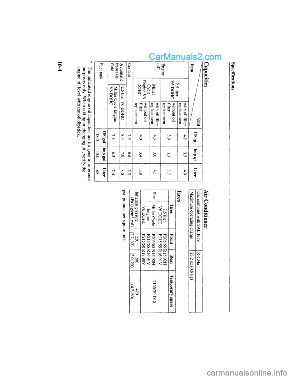 MAZDA MODEL MILLENIA 2000  Owners Manual (in English) 