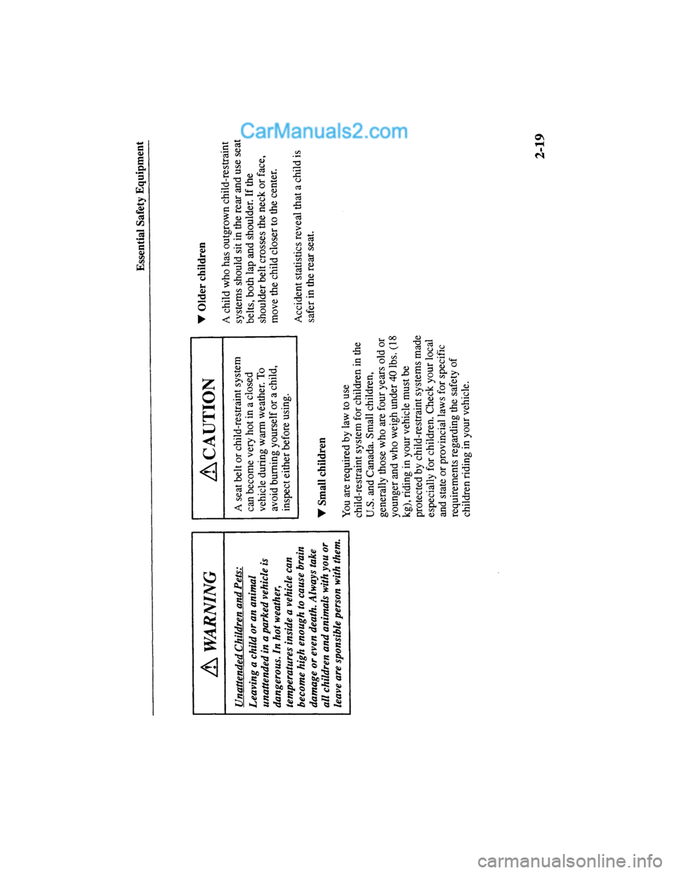 MAZDA MODEL MILLENIA 2000  Owners Manual (in English) 