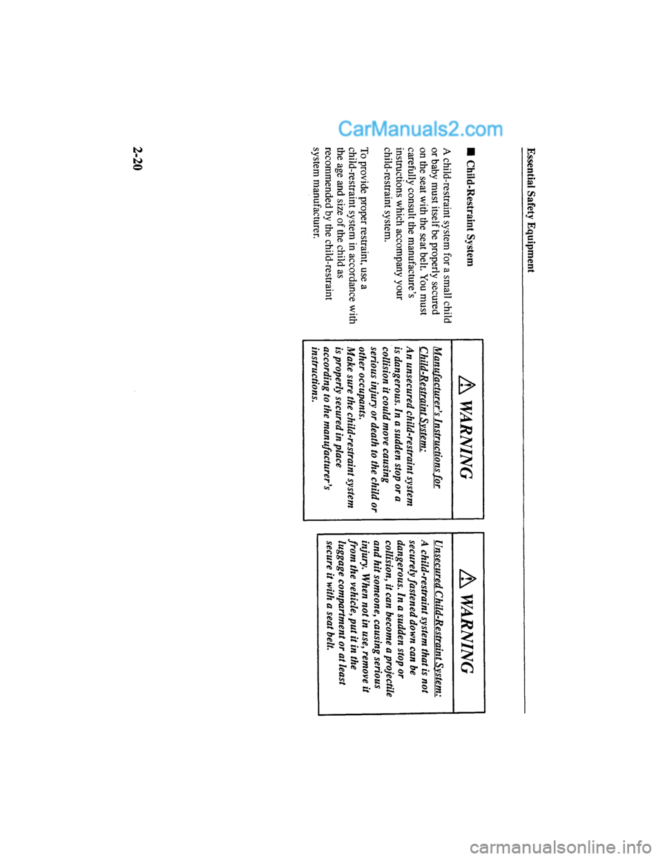 MAZDA MODEL MILLENIA 2000  Owners Manual (in English) 