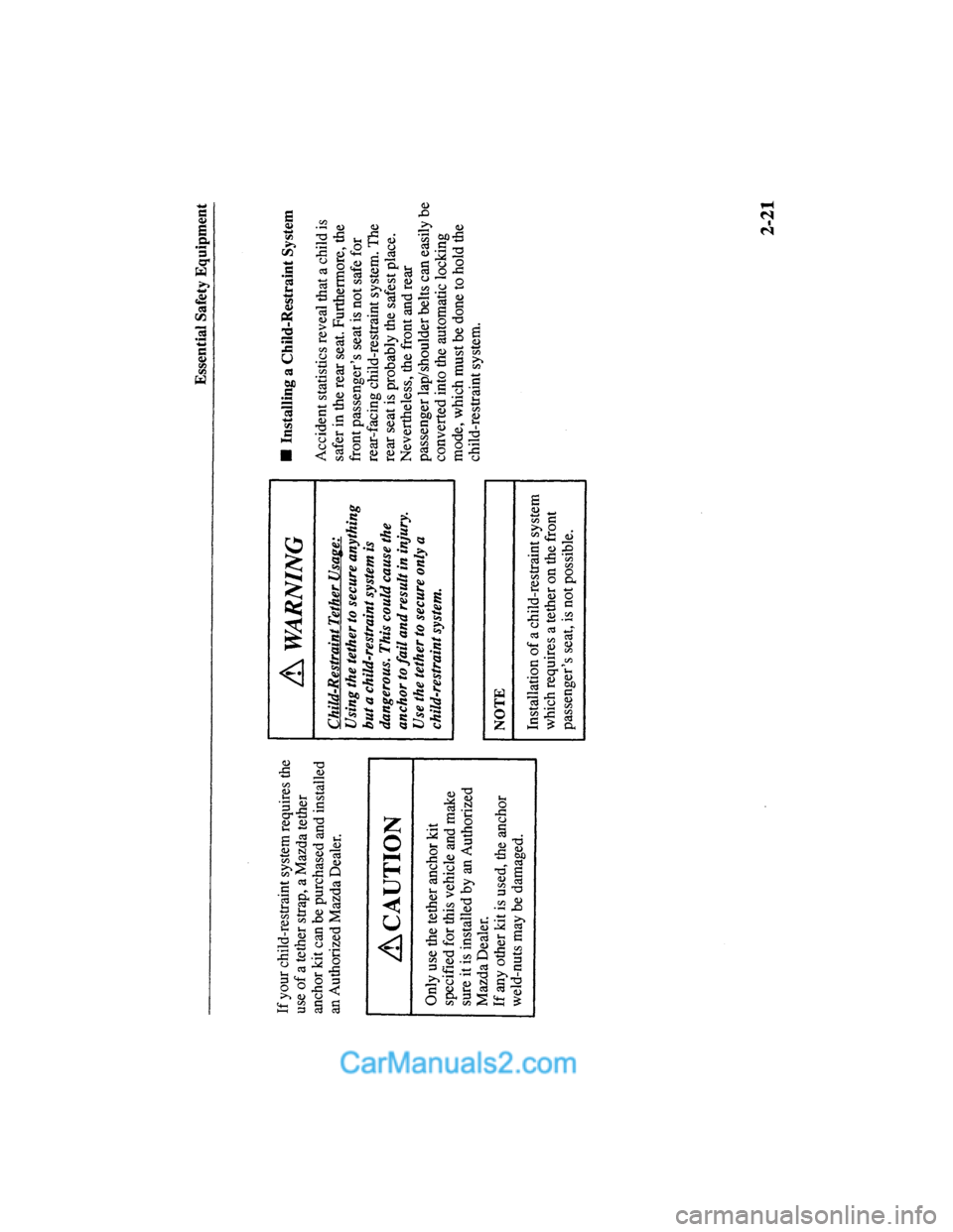 MAZDA MODEL MILLENIA 2000  Owners Manual (in English) 