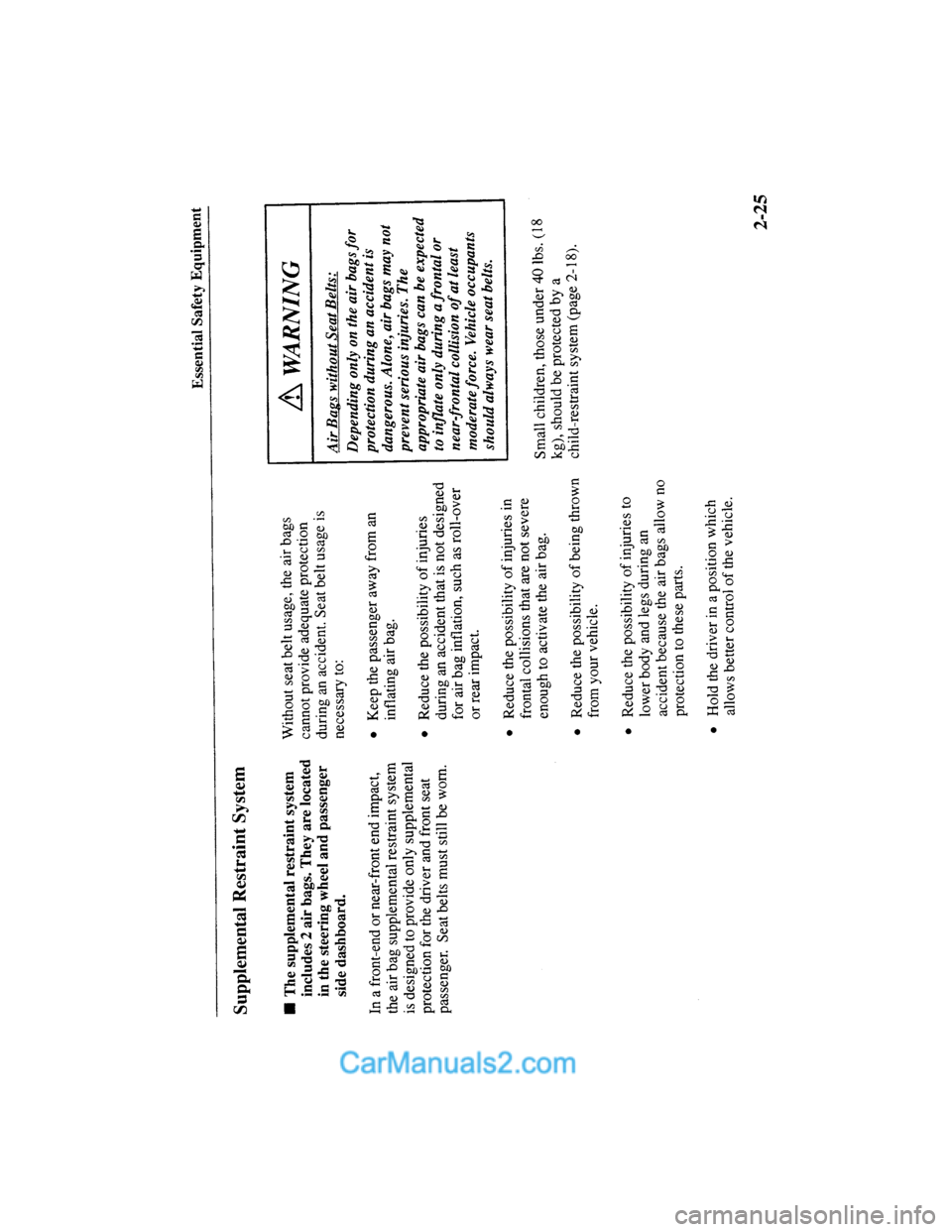 MAZDA MODEL MILLENIA 2000  Owners Manual (in English) 