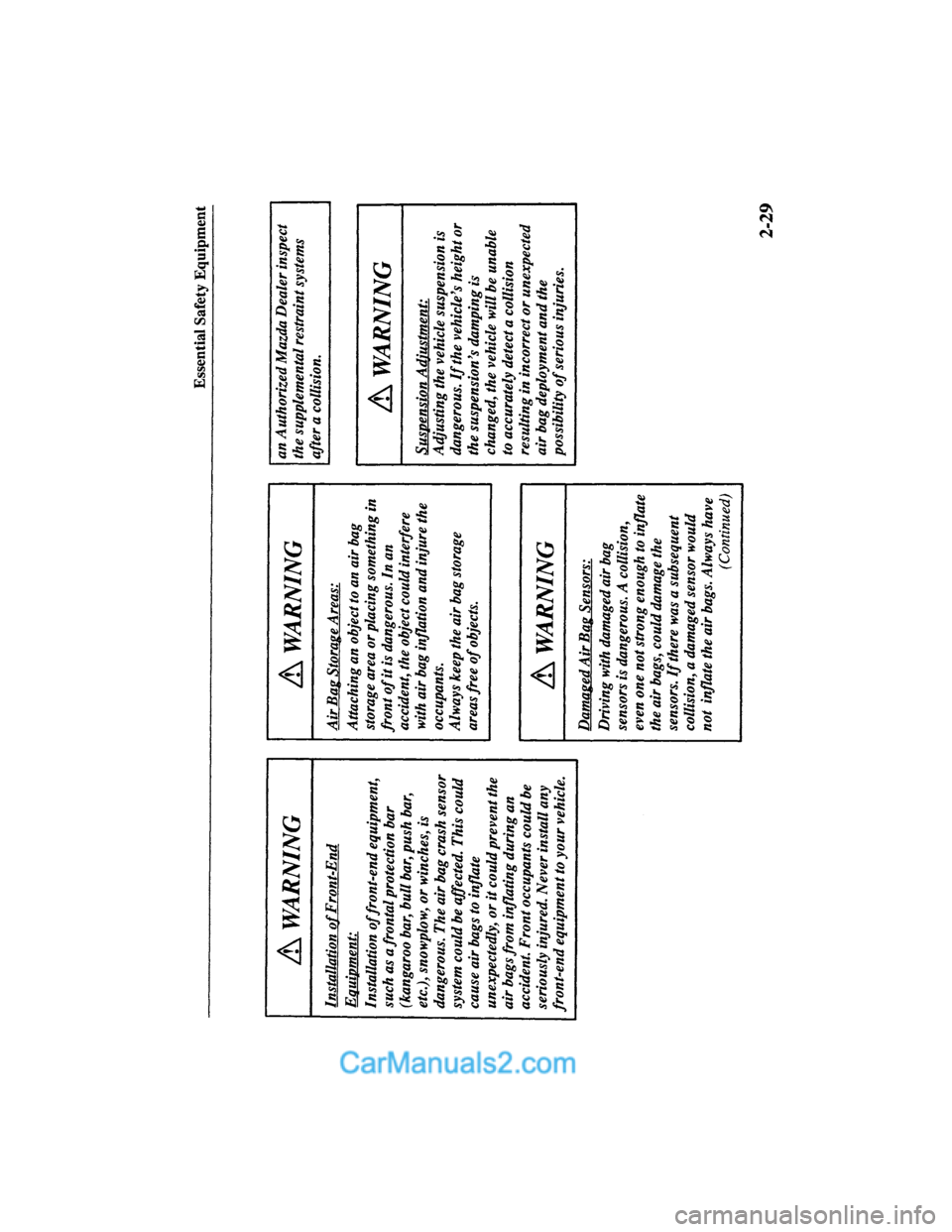 MAZDA MODEL MILLENIA 2000  Owners Manual (in English) 