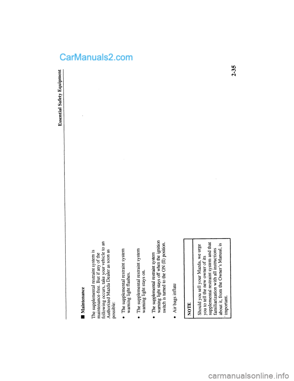 MAZDA MODEL MILLENIA 2000  Owners Manual (in English) 