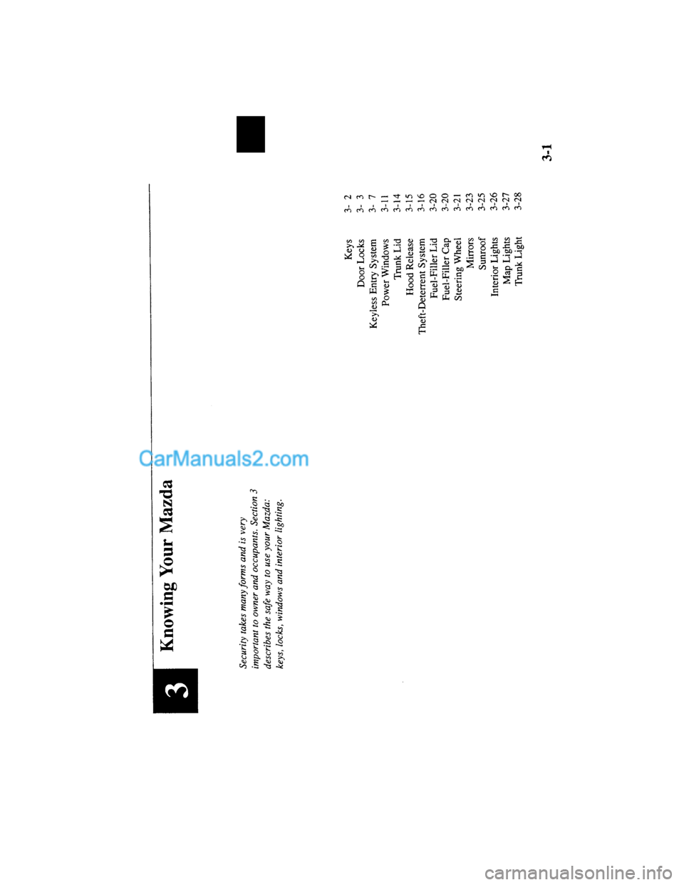 MAZDA MODEL MILLENIA 2000  Owners Manual (in English) 