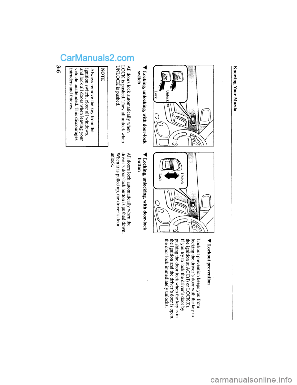 MAZDA MODEL MILLENIA 2000  Owners Manual (in English) 