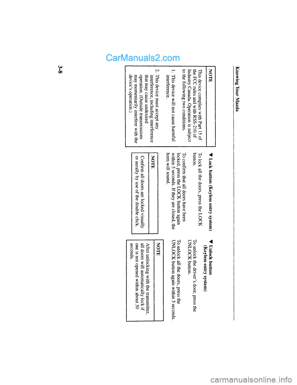 MAZDA MODEL MILLENIA 2000  Owners Manual (in English) 