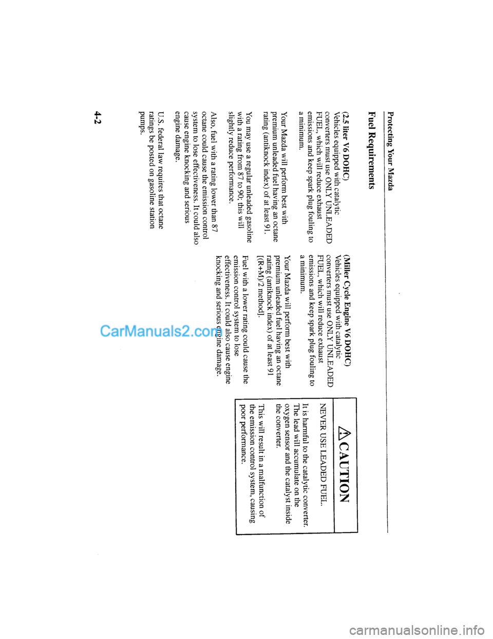 MAZDA MODEL MILLENIA 2000  Owners Manual (in English) 