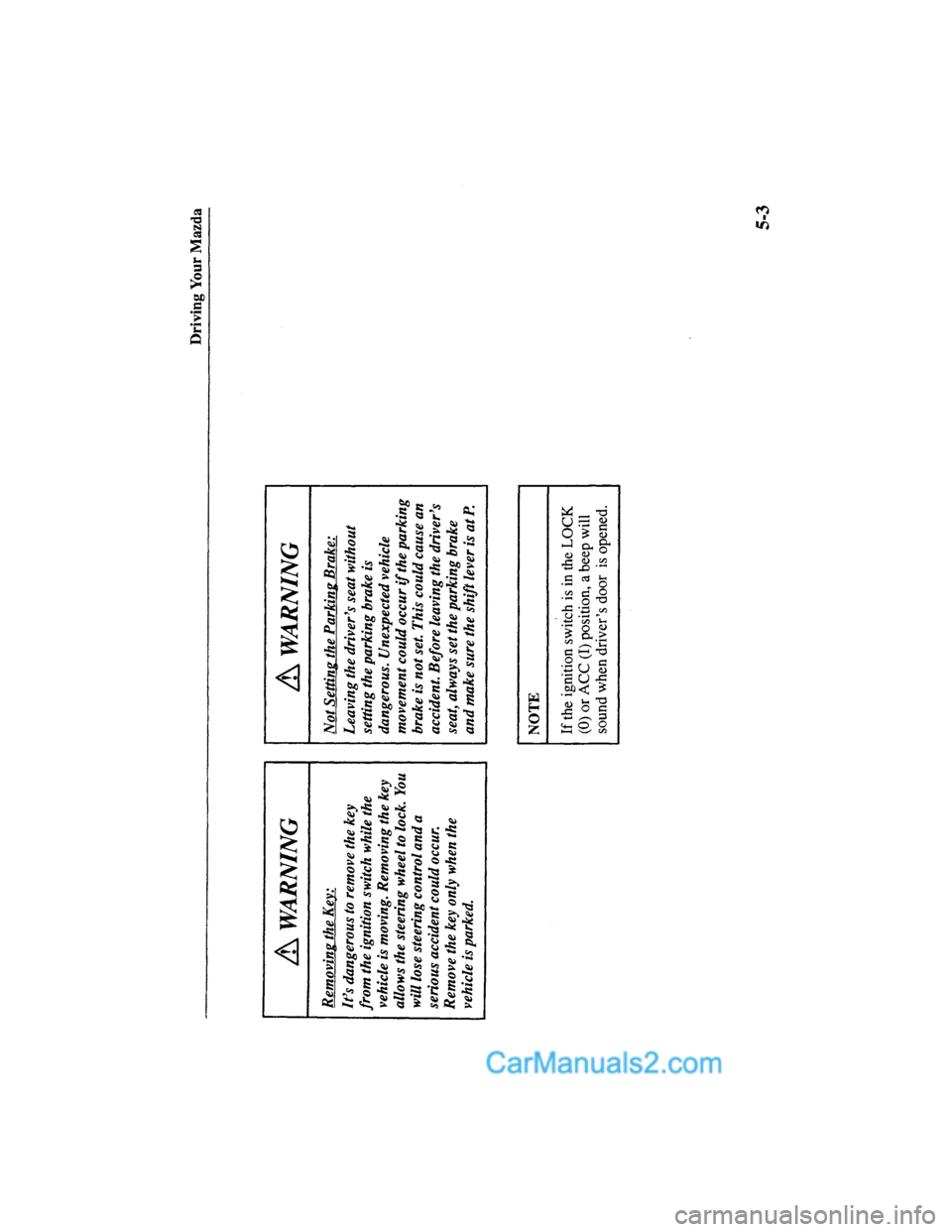 MAZDA MODEL MILLENIA 2000  Owners Manual (in English) 