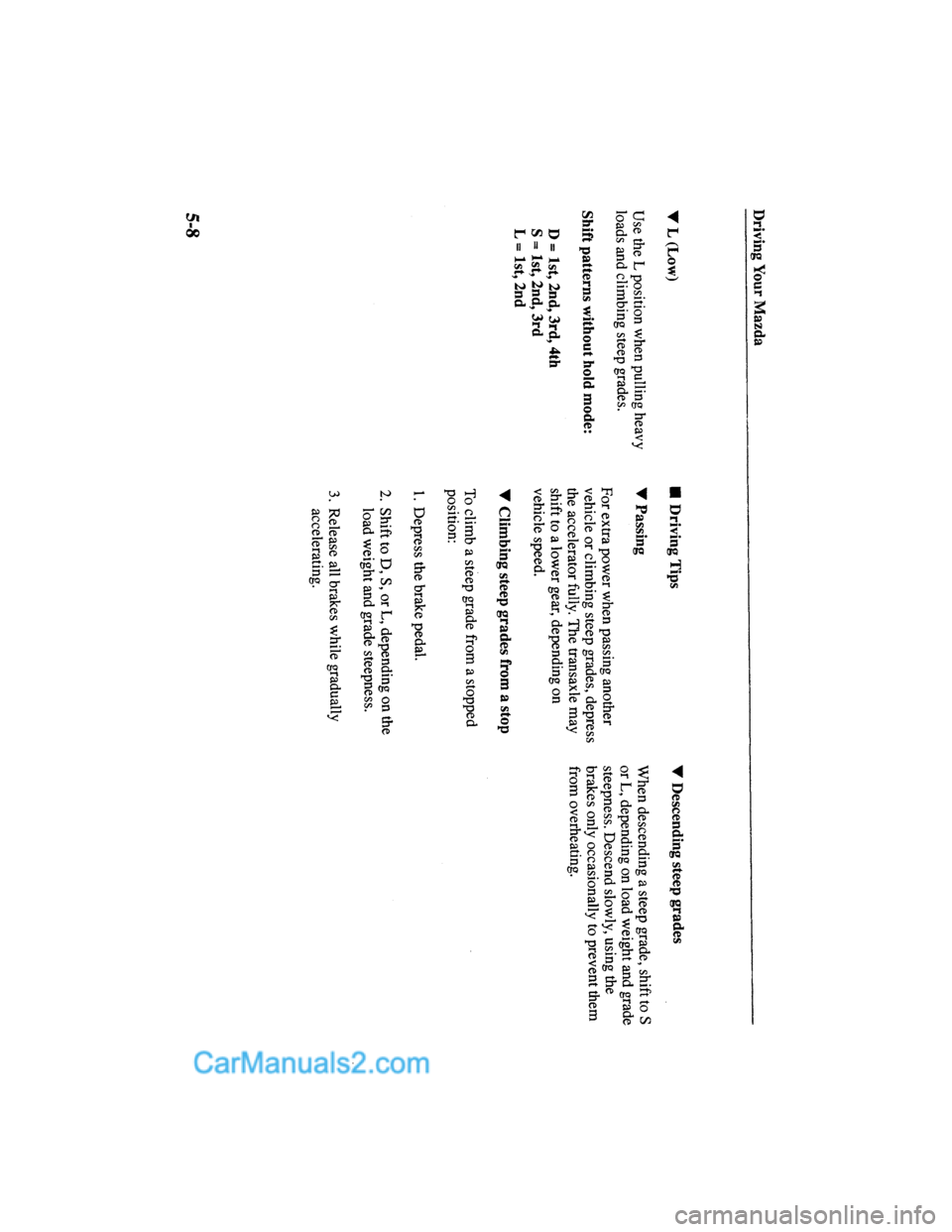 MAZDA MODEL MILLENIA 2000  Owners Manual (in English) 