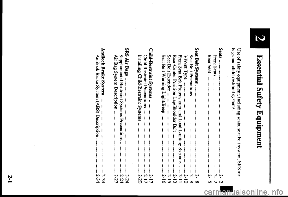 MAZDA MODEL PROTÉGÉ 2000  Owners Manual (in English) 
