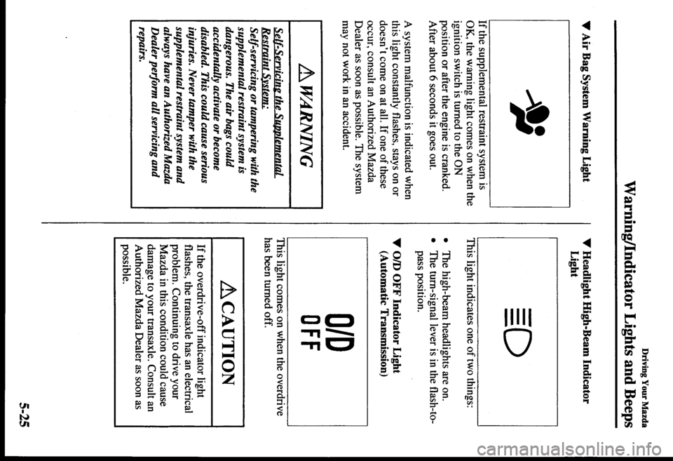 MAZDA MODEL PROTÉGÉ 2000  Owners Manual (in English) 