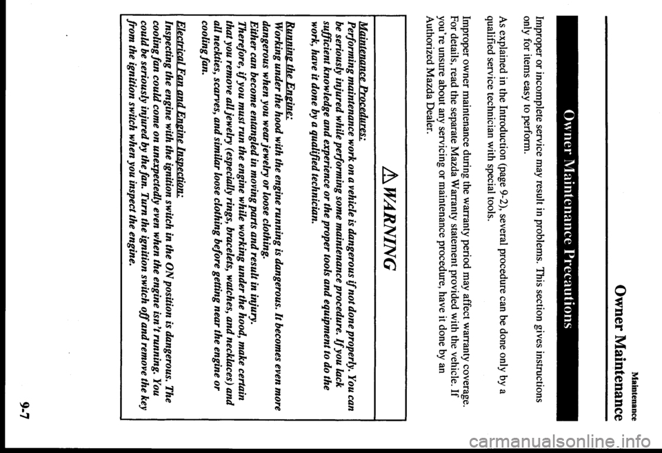 MAZDA MODEL PROTÉGÉ 2000  Owners Manual (in English) 