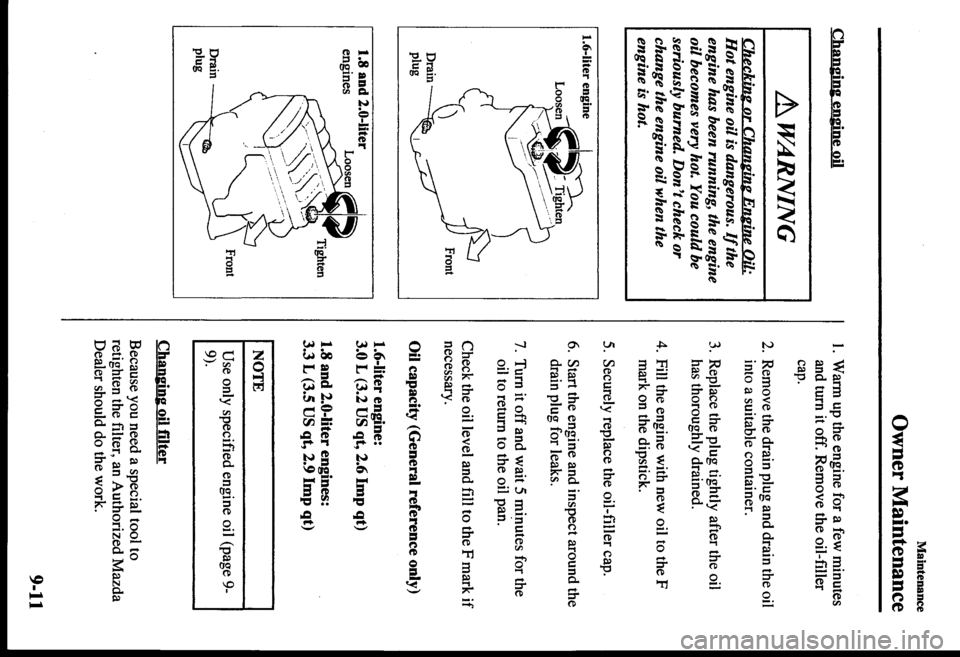 MAZDA MODEL PROTÉGÉ 2000  Owners Manual (in English) 