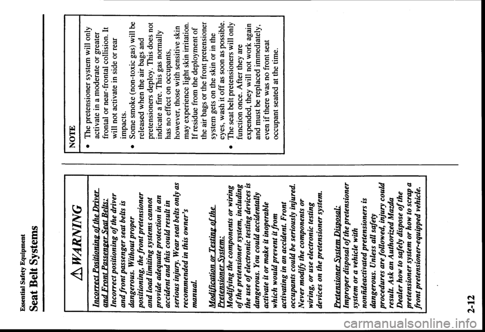 MAZDA MODEL PROTÉGÉ 2000  Owners Manual (in English) 
