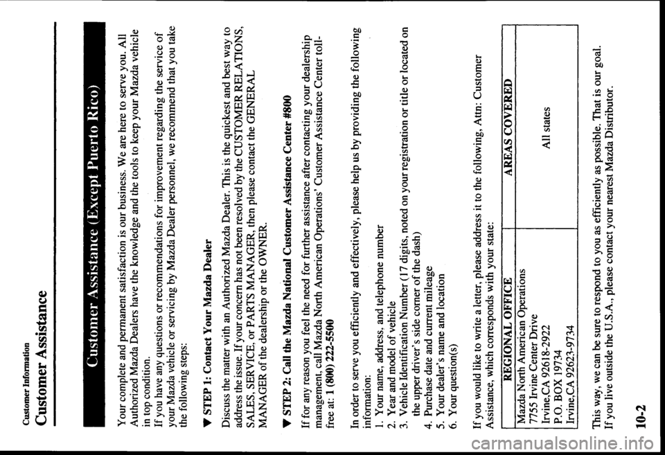 MAZDA MODEL PROTÉGÉ 2000  Owners Manual (in English) 