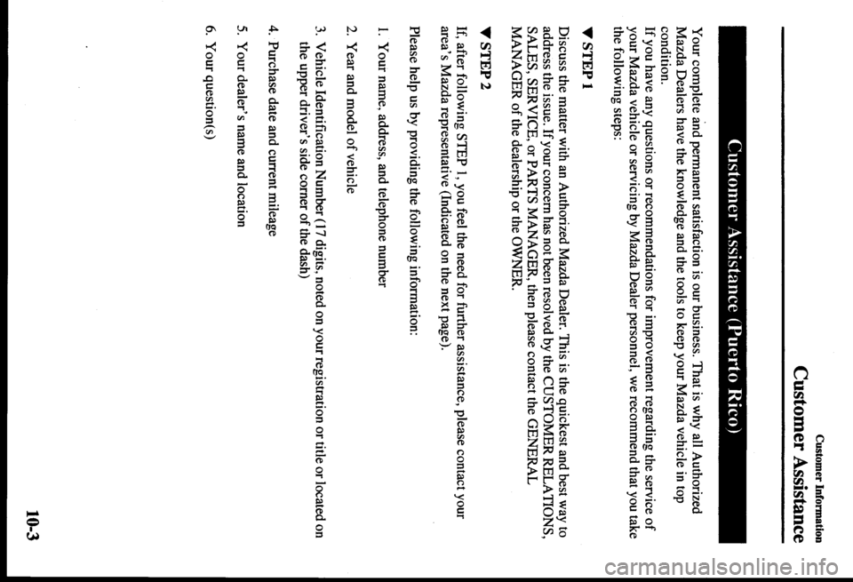 MAZDA MODEL PROTÉGÉ 2000  Owners Manual (in English) 