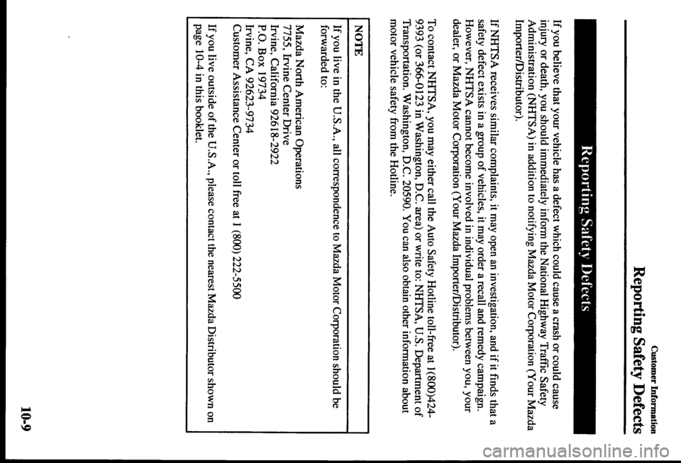 MAZDA MODEL PROTÉGÉ 2000  Owners Manual (in English) 