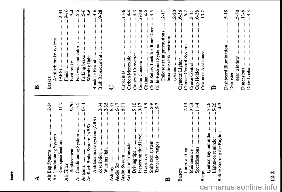MAZDA MODEL PROTÉGÉ 2000  Owners Manual (in English) 