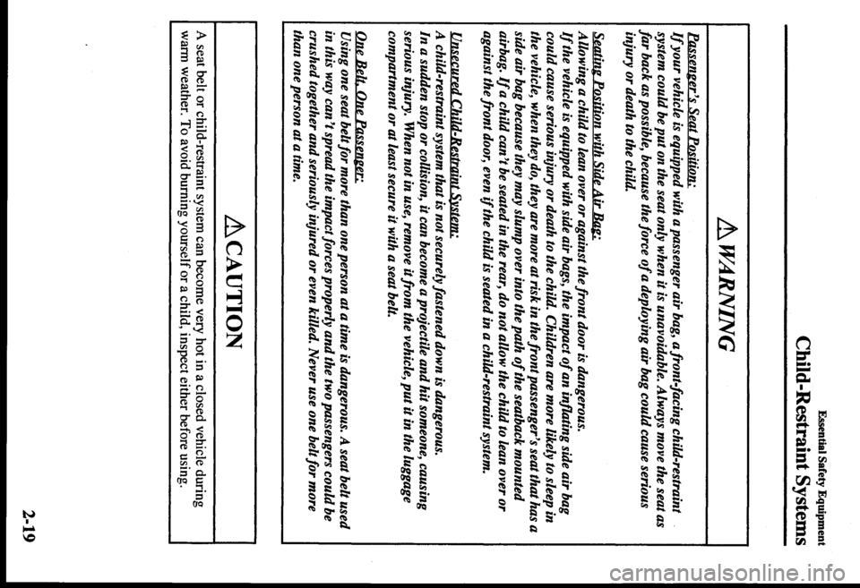 MAZDA MODEL PROTÉGÉ 2000  Owners Manual (in English) 