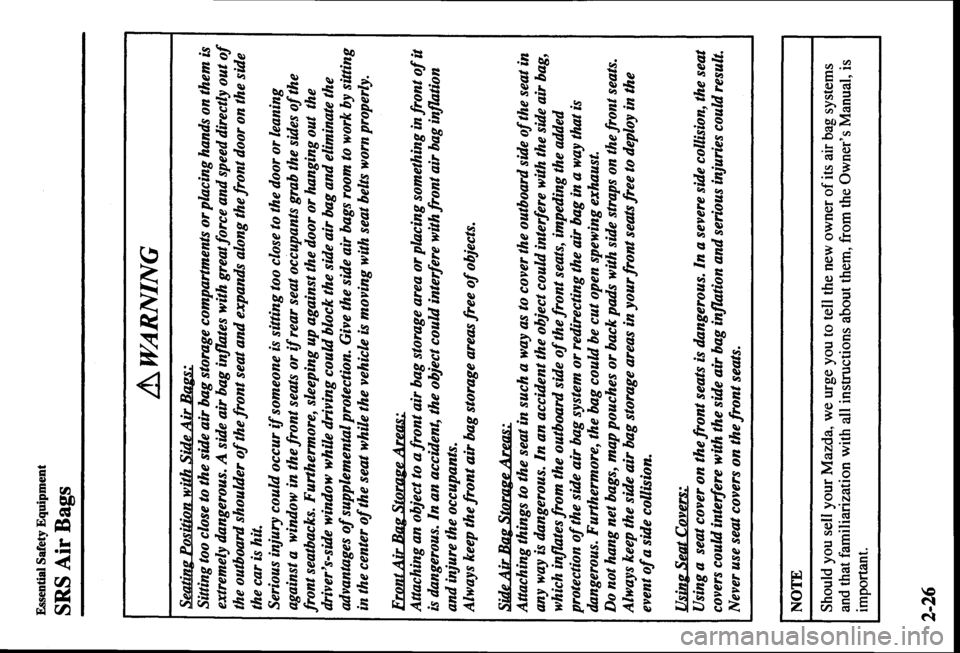 MAZDA MODEL PROTÉGÉ 2000  Owners Manual (in English) 