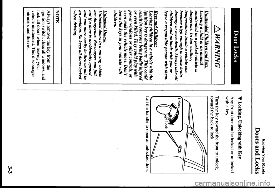 MAZDA MODEL PROTÉGÉ 2000  Owners Manual (in English) 