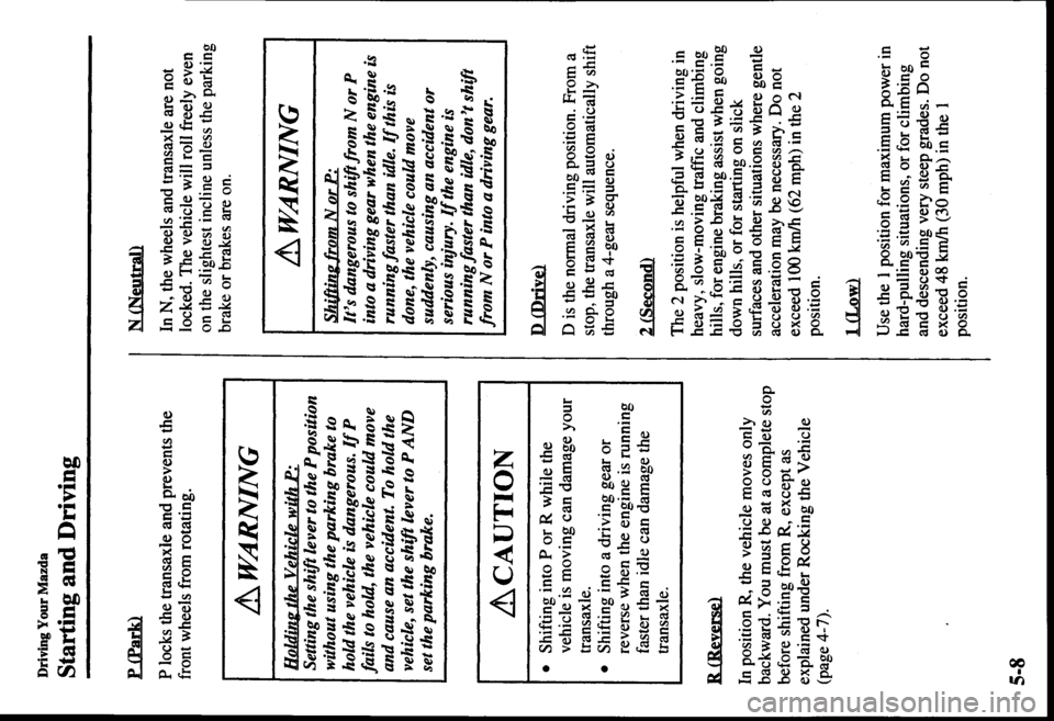 MAZDA MODEL PROTÉGÉ 2000  Owners Manual (in English) 