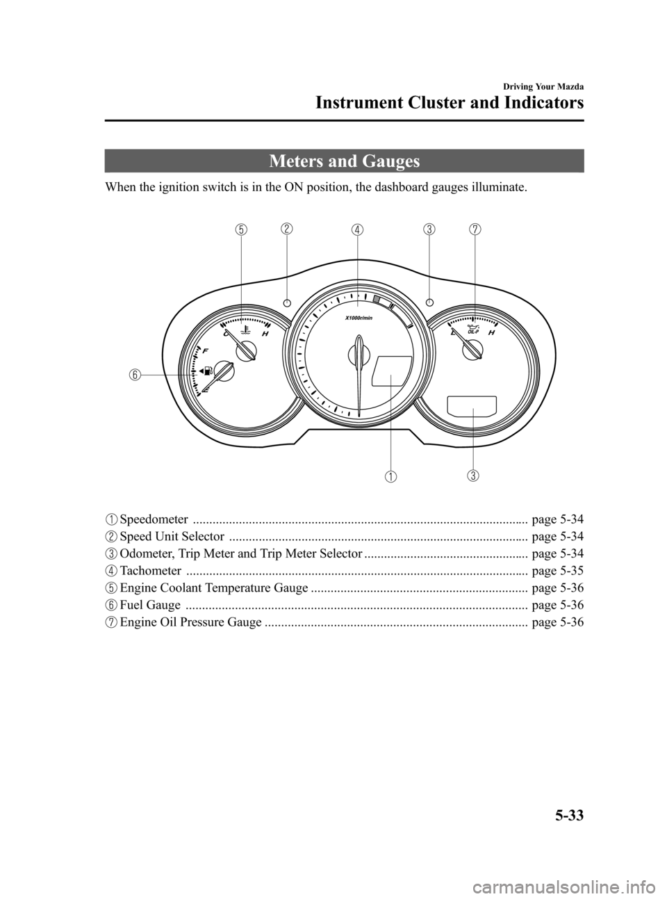 MAZDA MODEL RX 8 2008 Owners Manual (in English) Black plate (159,1)
Meters and Gauges
When the ignition switch is in the ON position, the dashboard gauges illuminate.
Speedometer ..................................................................... MAZDA MODEL RX 8 2008 Owners Manual (in English) Black plate (159,1)
Meters and Gauges
When the ignition switch is in the ON position, the dashboard gauges illuminate.
Speedometer .....................................................................