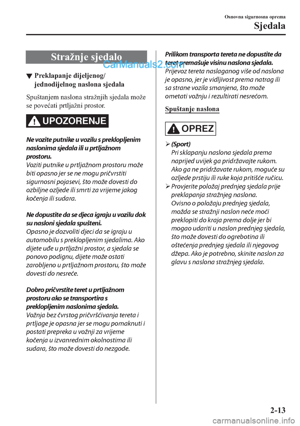 MAZDA MODEL 2 2019  Upute za uporabu (in Crotian) �6�W�U�D�