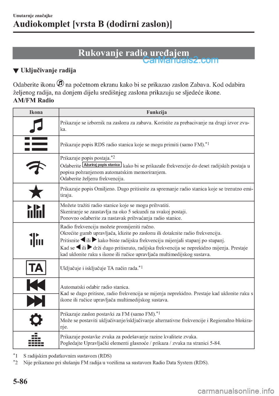 MAZDA MODEL 2 2019  Upute za uporabu (in Crotian) �5�X�N�R�Y�D�Q�M�H��U�D�G�L�R��X�U�H�