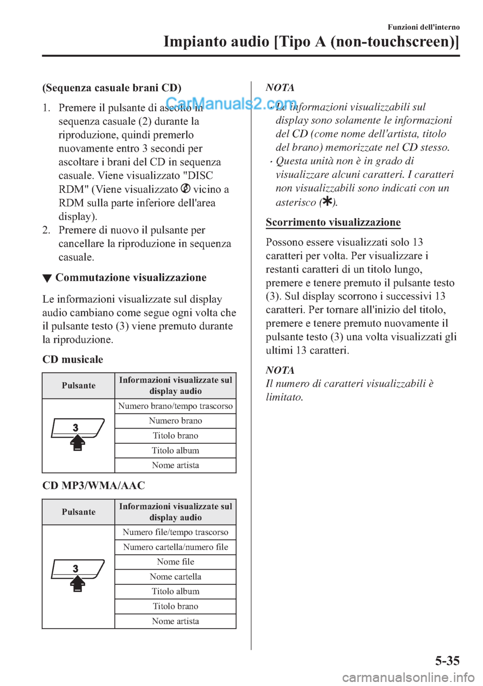 MAZDA MODEL 2 2019  Manuale del proprietario (in Italian) ��6�H�T�X�H�Q�]�D��F�D�V�X�D�O�H��E�U�D�Q�L��&��
�� �3�U�H�P�H�U�H��L�O��S�X�O�V�D�Q�W�H��G�L��D�V�F�R�O�W�R��L�Q
�V�H�T�X�H�Q�]�D��F�D�V�X�D�O�H������G�X�U�D�Q�W�H��O�D
�U�L�S�U�R