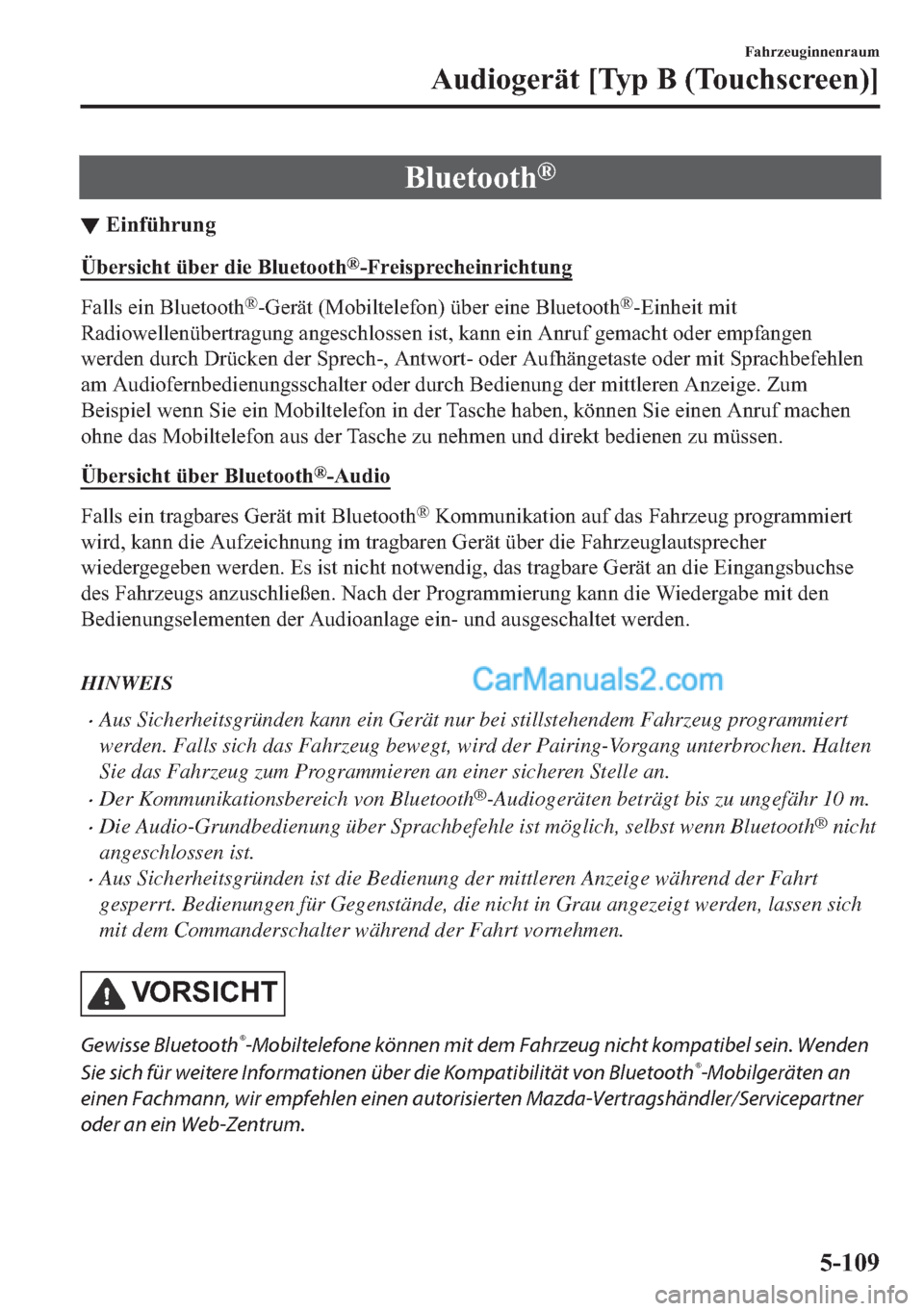 MAZDA MODEL 2 2018  Betriebsanleitung (in German) �%�O�X�H�W�R�R�W�K�Š
▼�(�L�Q�I�