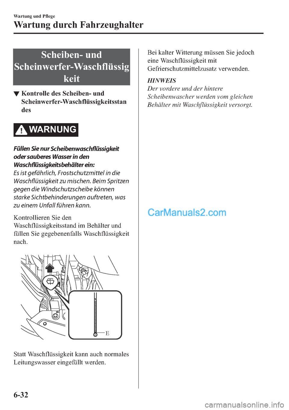 MAZDA MODEL 2 2018  Betriebsanleitung (in German) �6�F�K�H�L�E�H�Q���X�Q�G
�6�F�K�H�L�Q�Z�H�U�I�H�U��:�D�V�F�K�I�O�
