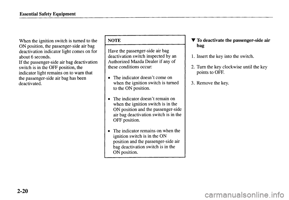 MAZDA MODEL MX-5 MIATA 2001  Owners Manual 